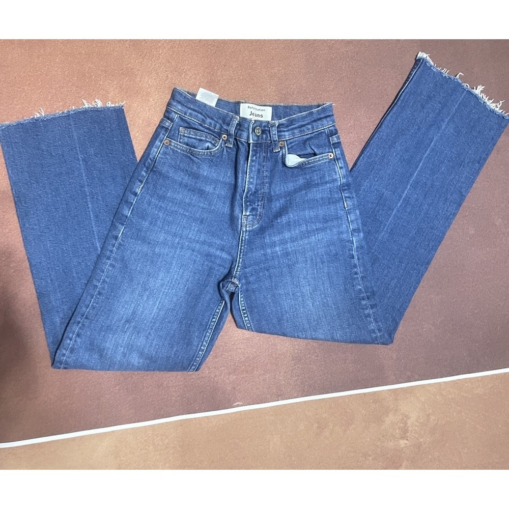 Reformation Wilder High Rise Wide Leg Cropped Jeans Salinas Size 24 Preppy - Picture 8 of 13